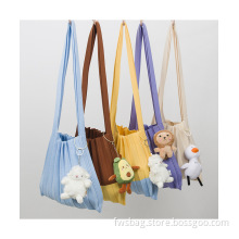 Simple Design Fashionable Casual Large Capacity Shopping Bag for Women Knitting Shopping Bag with Long Handle